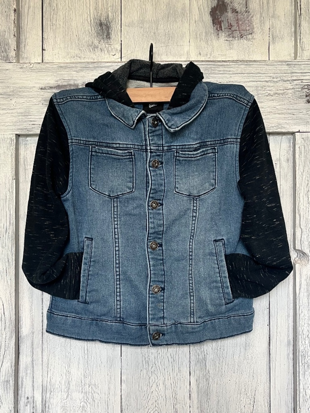 Jack & Cat-Boy's-Hooded Jean Jacket-Size M (8/10)
